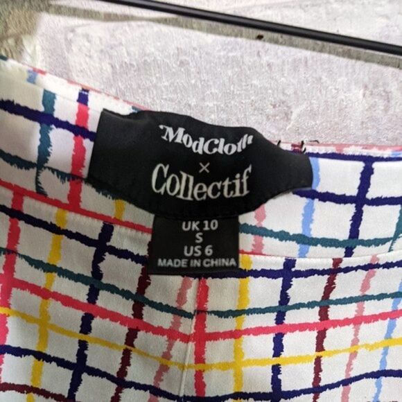 NWT Modcloth Collectif shorts rainbow gingham plaid high rise waist 6 S - Picture 5 of 7